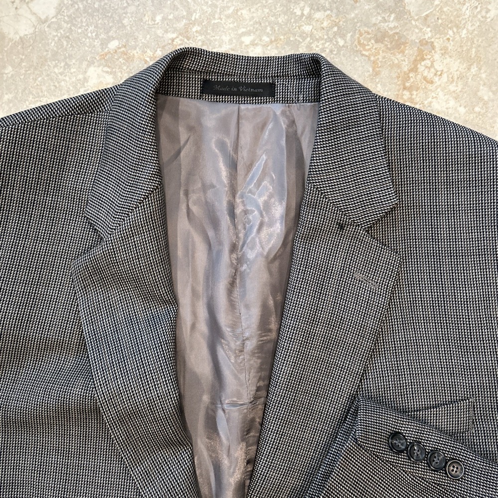 Lauren Ralph Lauren Blazer Men's 46L Grey Houndstooth Wool 2 Button Sport Coat